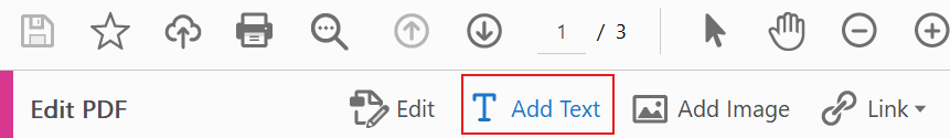 Screenshot of Add Text selection in the Edit PDF ribbon