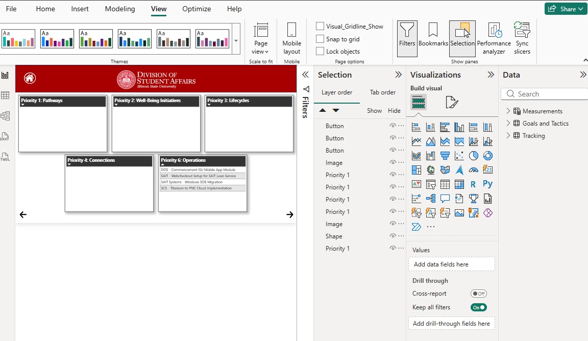 Screenshot of PowerBI Tab order tool