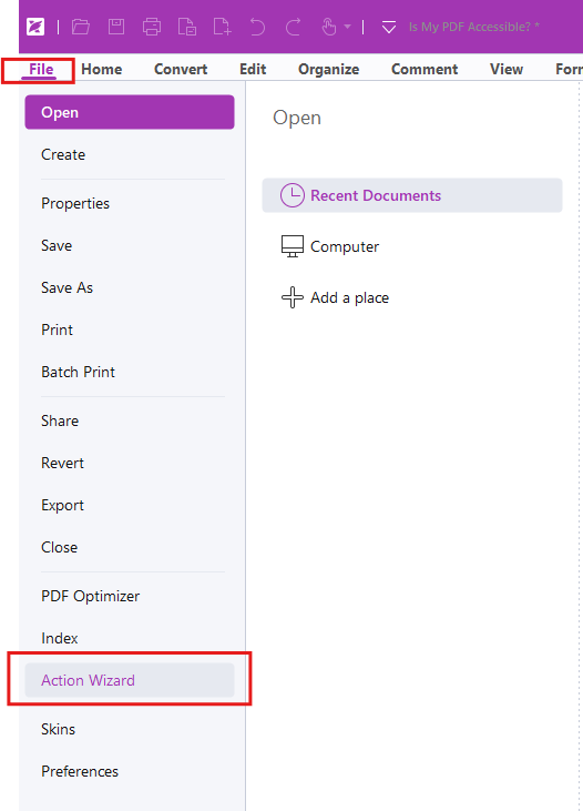 Screenshot of a software interface showing a dropdown menu under the