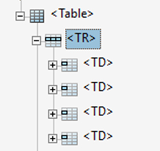 Screenshot of table row tag.