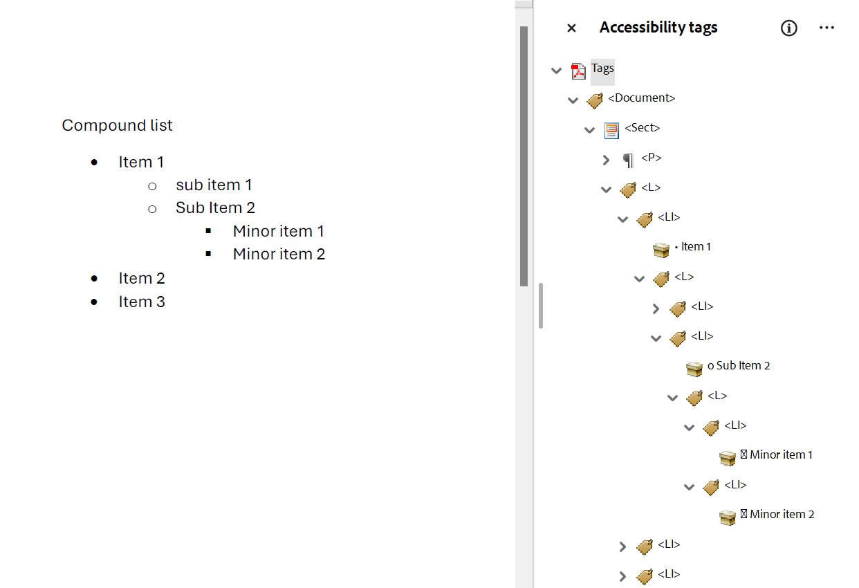 Screenshot of tags tree with Compound list.