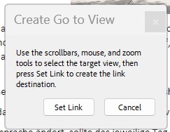 Create Go to View dialog with Set Link Button.