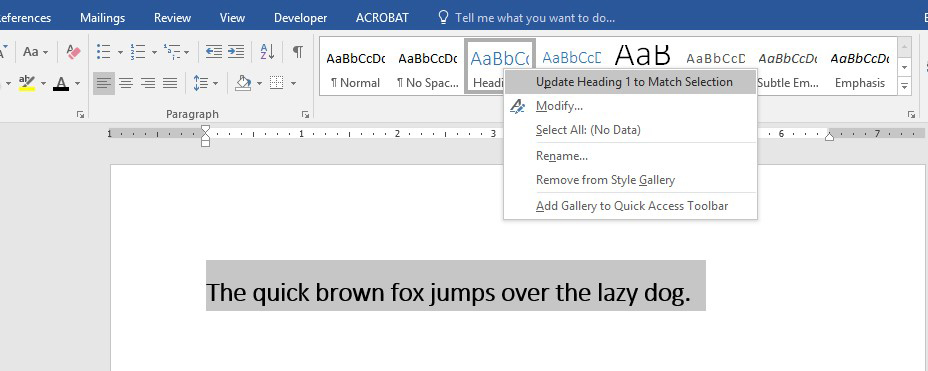 Format Headings Styles in Microsoft Word