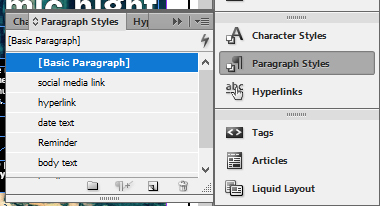 InDesign Paragraph Styles Panel