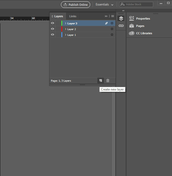 Screenshot of the Layers Panel with Create new Layers Button selected.