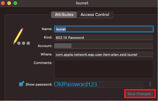 updating keychain with new password