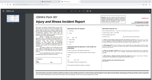 Image of Injury and Illness Incident Report in new tab