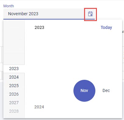Calendar icon and calendar window