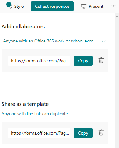 Image of Collaborate or Duplicate menu with Add collaborators and Share as a template sections