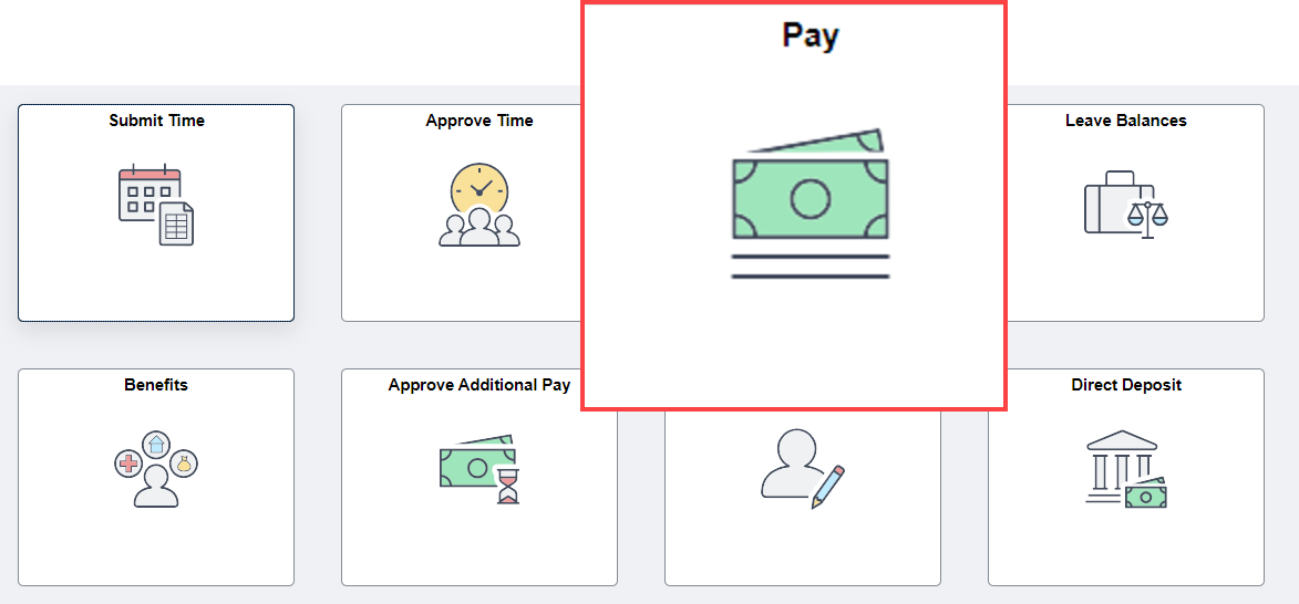 Screenshot of pay tile highlighted with red border.