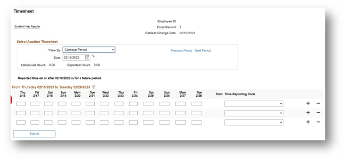 Blank timesheet is shown, to give example of what timesheets look like