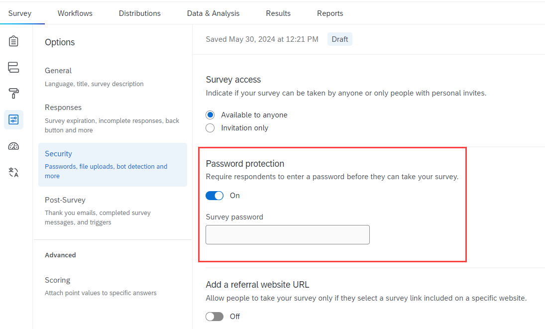 Image of Password protection field