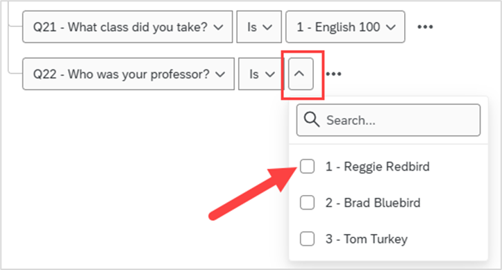 Arrow with multiple choices dropdown menu