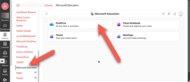 Screenshot of the Microsoft Education home page in Canvas