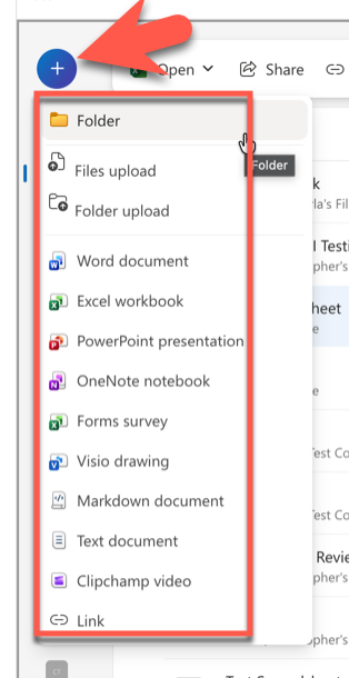 Screenshot of Create New button