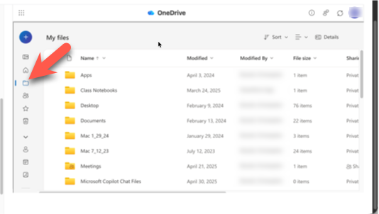 Screenshot of the My Files page in OneDrive