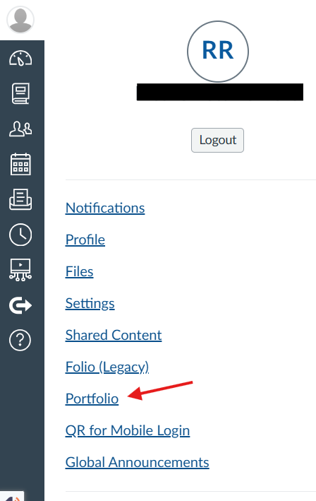screenshot of Canvas side bar