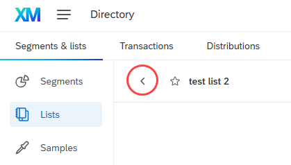 Image of back button in Directories screen
