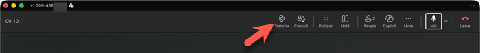 Screenshot of Transfer button