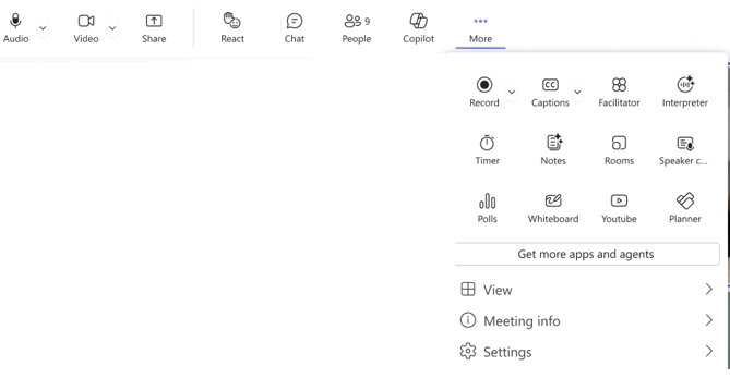 More Menu options