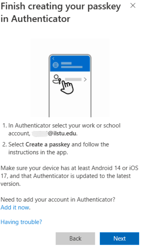 finish creating your passkey in authenticator