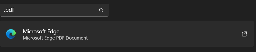 searching .PDF in Choose defaults by file type box.