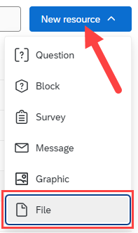 Resource button with dropdown menu and File link