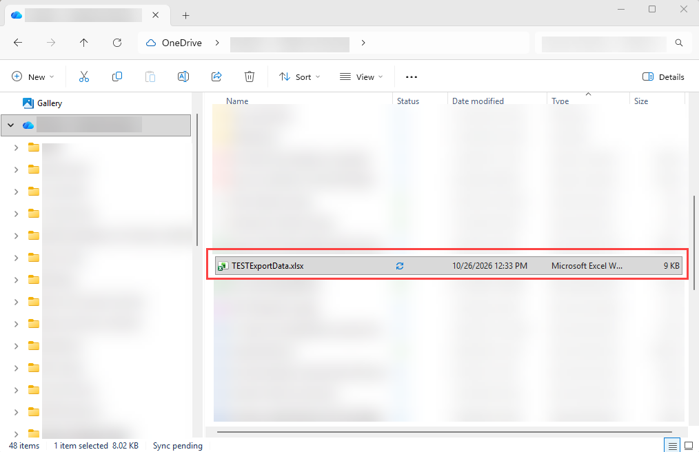File Explorer window with Excel link
