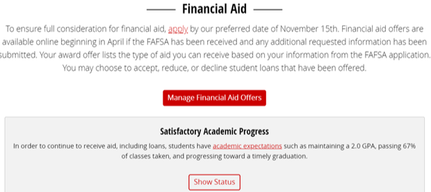 Financial Aid options