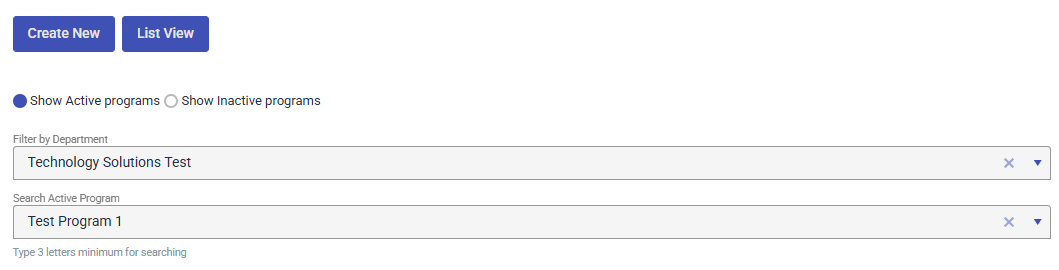 Image of Department and Program dropdown menus