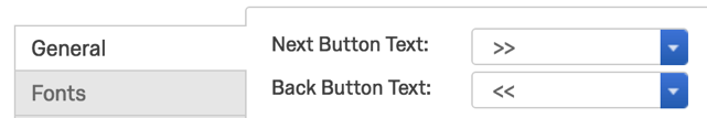 Screenshot depicting the Next Button Text and Back Button Text fields