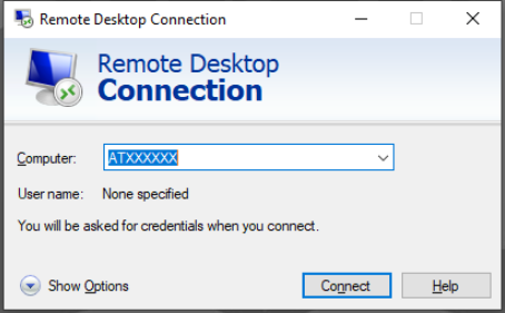 Remote Desktop Connection sign in window
