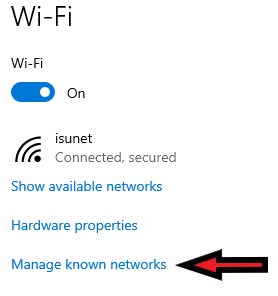 Manage Known Networks in Wi-Fi Settings