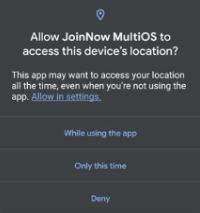 Allowing the app to access device location