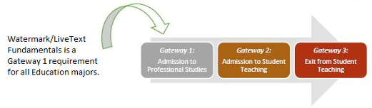 Screenshot depicting the Gateway flow for Education Majors