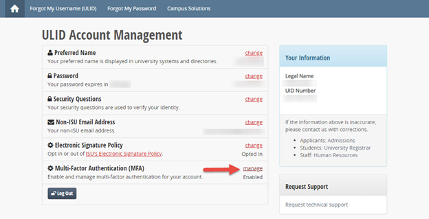 Click Manage in Account Management