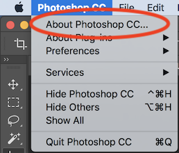 About Photoshop CC menu select