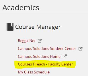 Screenshot depicting the Course Manager section of the Academics tab in the My.IllinoisState web portal