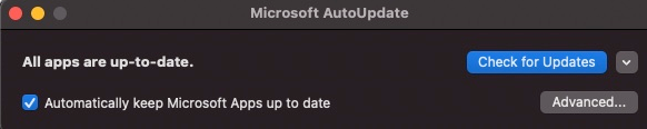 Microsoft AutoUpdate Window