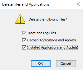 Delete Files and Applications window