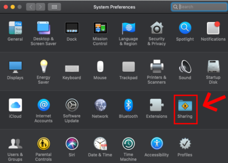 Sharing icon from system preferences menu