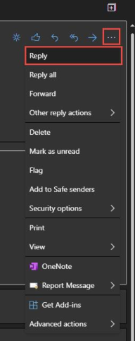 menu options for changing reply settings