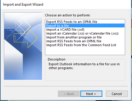 Export to a File option