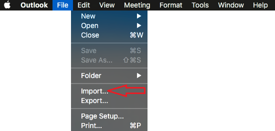 Clicking File and then Import to import your address book