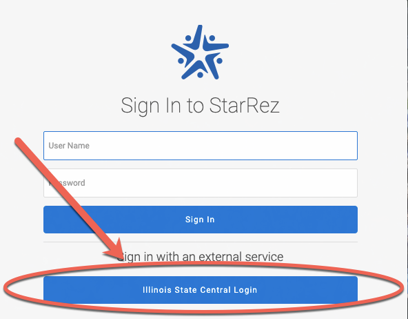 Screenshot depicting the initial StarRez Sign In pane