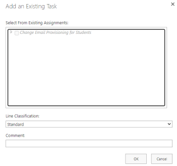 Add an Existing Task Window