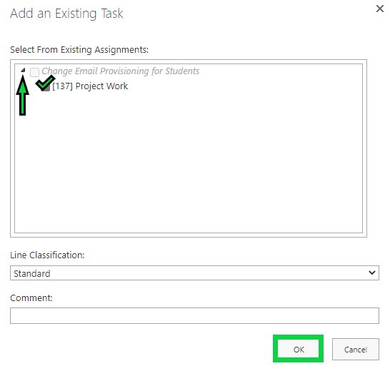 steps to add an existing task
