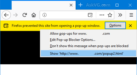 FireFox notice when it is blocking a pop up window
