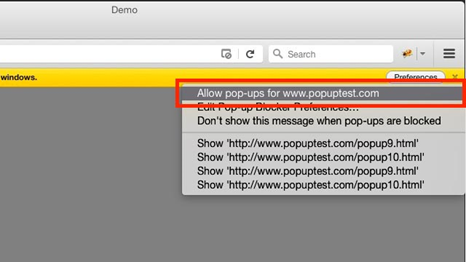 pop up blocked in Safari image