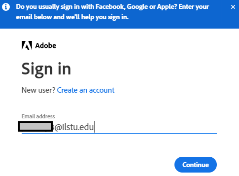 Sign into Adobe